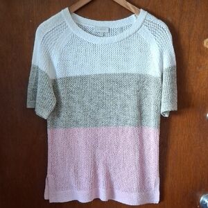 Kinross White Open-Knit Short Sleeve Top